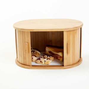 กล่องเก็บขนมปังไม้ไผ่ทรงกลมพร้อมฝาปิดสำหรับใช้ในครัวเรือน - Product Image 1
