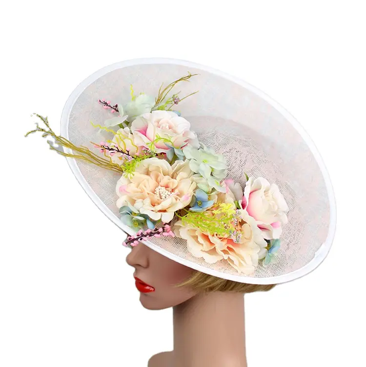 donne accessori per capelli fiore ornamento copertura pizzo cappello da sposa e fascinators sinamay base