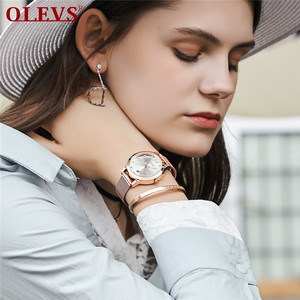 นาฬิกา OLEVS 5189 แบรนด์คุณภาพสูง นาฬิกาควอตซ์สำหรับผู้หญิง ประดับเพชรหรูหรา เข็มเรืองแสง นาฬิกาข้อมือผู้หญิง ของขวัญวันวาเลนไทน์ - Product Image 4
