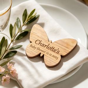 Placas de Madera con Forma de Mariposa para Bautizo y Graduación de Bebés - Placas Personalizadas Duraderas - Product Image 1
