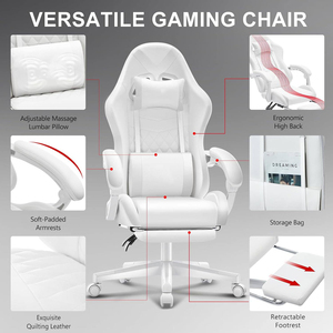 Silla Gamer de Diseño Innovador, Color Rosa, Altura Ajustable, para Juegos de Carreras - Product Image 3
