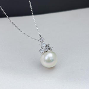 Pendentif en argent S925 avec perles rondes lâches de 11-13 mm, collier en jade tendance à faire soi-même avec support vide 31145, accessoires - Product Image 3