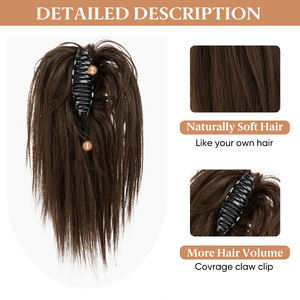 เครื่องทำผมทรงบันแบบขายส่ง กิ๊บติดผมทรงบันแบบยุ่งๆ <span class=keywords><strong>ผม</strong></span>ปลอมแบบตรงเนียนสไตล์ชิญอง หางม้าสำหรับผู้หญิง - Product Image 3