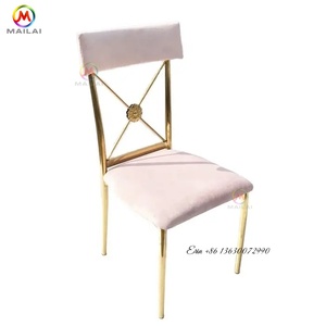 Ghế ăn tiệc bằng thép không gỉ bọc nhung màu vàng dành cho khách sạn, sự kiện, tiệc cưới - Product Image 2