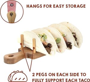 JUNJI Plateau porte-<span class=keywords><strong>tacos</strong></span> en bois Support debout pour la cuisine pouvant contenir 4 <span class=keywords><strong>tacos</strong></span> à coque souple ou dure - Product Image 4