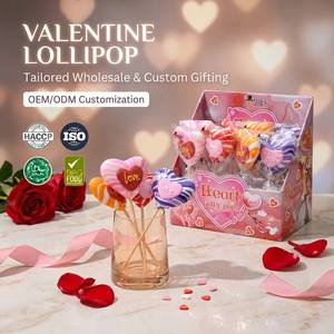 Sucette en forme de cœur pour la Saint-Valentin avec motif cœur, bonbons durs aux saveurs de fruits assortis, cadeau - Product Image 1