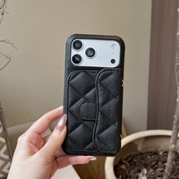 Casing Ponsel Dompet Kartu Berlapis Quilted Caviar Dengan Tali Selempang Pelindung Untuk IPhone 18 17 16 Pro Max 15 14 13