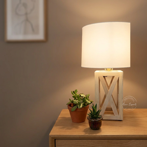 Good Quality Large Size Wooden <b>Table</b> Lamp with Elegant Fabric Shade for Restaurant and Home Tabletop Decoration - Product Image 1