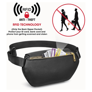 Bolsos de Moda Tipo Bandolera con Bloqueo RFID, Bolsos Cruzados de Cuero para Mujer, Bolsos Pequeños de Cintura para Mujer - Product Image 5