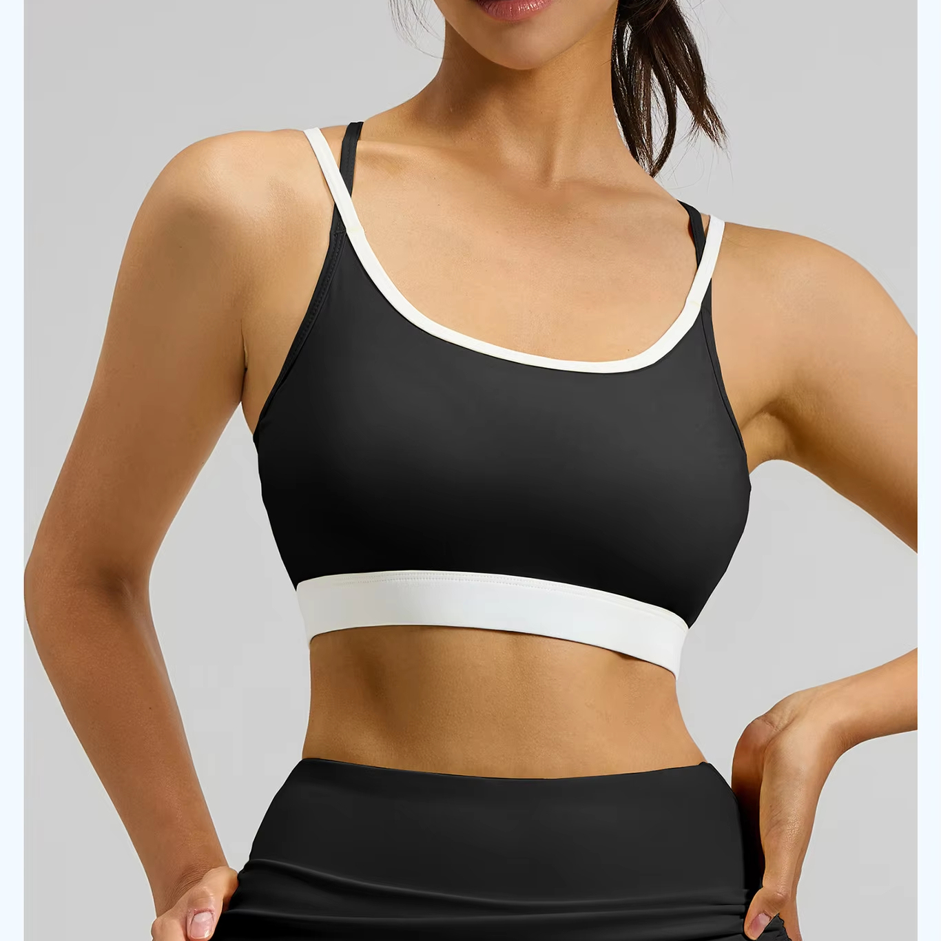 Sexy Cross Beauty Back Solid Yoga Bra High Strength Shockproof Fixed Cup Sports Shorts Underwear Quick Dry Breathable
