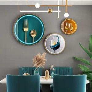 Restaurant Hanging Wall Picture Luxury Round Abstract Glass round wall crystal porcelain decorative painting