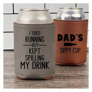 Manchons isothermes pliables en similicuir pour canettes, porte-canettes en cuir PU, refroidisseur de canettes, cadeau d'anniversaire - Product Image 1