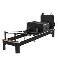 Machine de Pilates Reformer en aluminium à rail complet, noire, commerciale, portable, réglable, durable, équipement de Pilates, système de poulies silencieux