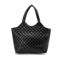 Bolso Tote Acolchado de Moda con Cartera Extraíble, Bolso de Mano de Cuero PU Negro, Personalizable, para Mujer, para Viajes y Desplazamientos