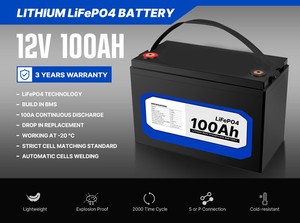 Batería de Ciclo Profundo de 12V 100Ah 1280Wh con BMS de 100A, Vida Útil de 5 Años para Motor Solar de Arrastre HOM-SF12100, Batería LiFePO4 - Product Image 1