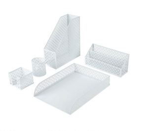 5 Piece Cute Office Desk Organizer Set Desktop Accessories - Stackable Desk <b>Tray</b> Letter Sorter Pencil Holder <b>File</b> Holder - Product Image 4