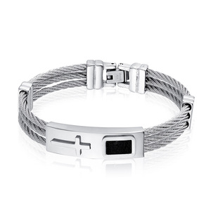<strong>Jewelry</strong> Factory Direct Fashion No Fade Men's <strong>Jewelry</strong> Titanium Steel Bracelet With Cross Charm Men's Bangle - Product Image 3