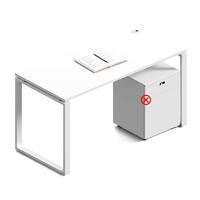 Escritorio de Oficina Modular Extensible con Marco de Madera Blanca Moderna y Gabinete Móvil, Tamaño Personalizable