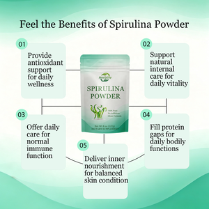 Poudre de spiruline en marque privée OEM, 100% pure, formule naturelle et propre, complément alimentaire pour la protection antioxydante et le soutien immunitaire - Product Image 4