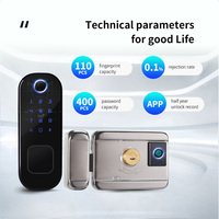Cerradura inteligente de doble huella digital DF-R5 con aplicación Tuya, código virtual antiprivacidad, cilindro clase C para puerta de madera, hogar y apartamento