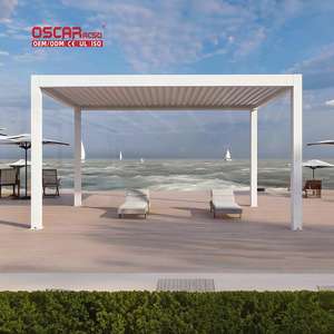 Pergola en aluminium imperméable 6x3m, 5x3m, 10x12m pour l'extérieur <span class=keywords><strong>avec</strong></span> toit coulissant en verre - Product Image 1