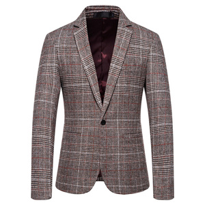 <span class=keywords><strong>Homme</strong></span> Plaid Imprimer <span class=keywords><strong>Blazer</strong></span> Costumes Slim Simple Boutonnage Vestes D'affaires Costume Formel <span class=keywords><strong>Tweed</strong></span> Tissu pour Manteau - Product Image 3
