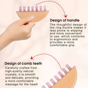 Peigne Gua Sha en pierre naturelle Masseur de cuir chevelu en bois avec Aventurine Green <span class=keywords><strong>Head</strong></span> <span class=keywords><strong>Massage</strong></span> Scraping Jade Comb - Product Image 4