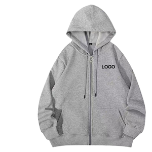 Sudadera con Capucha Personalizada con Logotipo, de Poliéster y Algodón, con Cierre, Color Sólido, para Otoño, Ropa de Trabajo Deportiva, Unisex, Corte Regular - Product Image 1