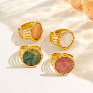 <span class=keywords><strong>Bague</strong></span> Statement Étanche en Acier Inoxydable avec Grand Cristal de Guérison Rond ou Ovale, Style Bohème, pour Femme - Product Image 1