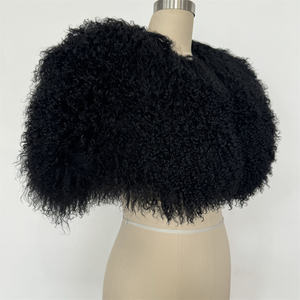 Veste pour femme, veste courte en <span class=keywords><strong>fourrure</strong></span> de mouton, veste en <span class=keywords><strong>fourrure</strong></span> de mouton de Mongolie véritable, manteau luxueux et chaud, nouvelles arrivées - Product Image 5