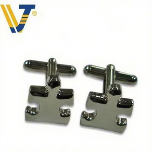 Boutons de <span class=keywords><strong>manchette</strong></span> écologiques en alliage de cuivre français, thème sensibilisation à l'autisme, ton argenté, motif puzzle, pour chemise <span class=keywords><strong>homme</strong></span> - Product Image 1