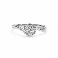 Bague de fiançailles personnalisée en or 18 carats avec diamant de laboratoire rond taille brillant couleur DEF et halo floral, bijoux fins