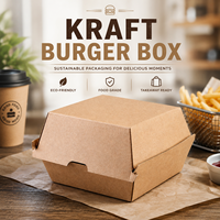 Caja de Embalaje para Hamburguesas y Papas Fritas, de Papel Kraft Biodegradable e Impermeable de 6 Pulgadas, Impresa Personalizada, con Diseño en Relieve, Reciclada