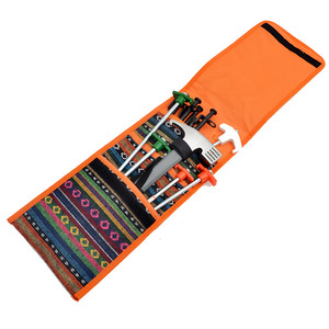 Bolsa de almacenamiento para exteriores de estilo étnico para estacas y martillos de tienda de campaña, bolsa de tela tejida de 42x18 cm con asa recta - Product Image 2