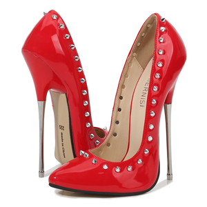Chaussures pour femmes grandes tailles en gros, chaussures élégantes à rivets, talons pour femmes, talons hauts de <span class=keywords><strong>16</strong></span> <span class=keywords><strong>cm</strong></span>, chaussures de travail, escarpins en cuir verni tendance - Product Image 6