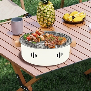 Barbecue portable multifonction - Grille à <span class=keywords><strong>charbon</strong></span> en acier inoxydable avec couvercle pour la cuisine en plein air, le camping et les pique-niques - Product Image 4