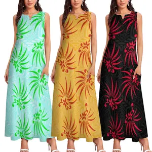 Print On Demand Polynesische Tribal Design Jurk Custom Hawaii Patroon Kleding Plus Size Vrouwen Casual Party Mouwloze Jurk
