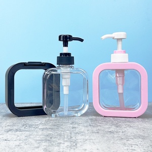 Nouvelles bouteilles de savon liquide pour le visage et les mains en plastique rechargeables de forme carrée plate et colorée de 300 ml et 500 ml avec pompe pour lotion corporelle - Product Image 5