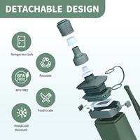 Bouteille d'eau pliable en silicone sans BPA 600 ml, anti-fuite, pliable, portable, pour le sport, les voyages et les activités de plein air