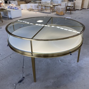 <span class=keywords><strong>Vitrina</strong></span> <span class=keywords><strong>de</strong></span> lujo para joyería, <span class=keywords><strong>vitrina</strong></span> <span class=keywords><strong>de</strong></span> mostrador <span class=keywords><strong>de</strong></span> cristal para joyería dorada, <span class=keywords><strong>vitrina</strong></span> redonda <span class=keywords><strong>de</strong></span> acero inoxidable para productos - Product Image 2