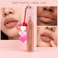 Cosmétiques véganes personnalisés, gloss à lèvres longue durée, marque privée, imperméable, non collant, rouge à lèvres liquide mat avec porte-clés