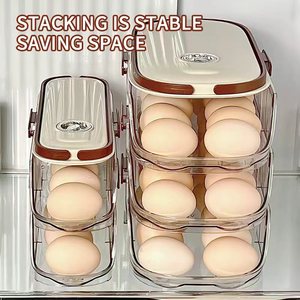 4-Tier tự động nhà bếp tổ chức nhựa trứng giá container lưu trữ Dispenser với hộp Con lăn cho tủ lạnh Tủ lạnh sử dụng thực phẩm - Product Image 2