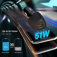 Cargador de Coche PD QC3.0 de 51W 12-24V con Protección de Seguridad y Compatibilidad Universal para Dispositivos USB, Precio de Fábrica