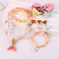 Ensemble collier, bracelet et boucles d'oreilles pour enfants sur le thème de la mer - Cadeau idéal pour la Journée des enfants