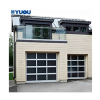 Puerta automática de aluminio con vidrio Low-E, seccional elevable, remoto para villas, precio fábrica
