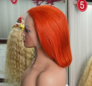 Peluca Bob Naranja de Cabello Humano con Encaje Frontal 13x4 para Mujer, Liso Sedoso, Color Jengibre - Product Image 4