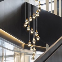 Lustre en spirale au design moderne, long lustre en cristal pour escalier, éclairage de plafond haut pour salon