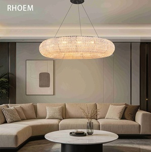 Lustre LED rond en cristal de luxe RH Lighting Decoration Home Crystal Halo Smoke pour villa et salon - Product Image 1