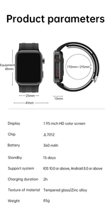 Smartwatch K2 con Schermo AMOLED da <span class=keywords><strong>1</strong></span>,95", ECG, Pompa d'Aria, Assistente Vocale AI, Risposta alle Chiamate, Monitoraggio della Salute, Impermeabile, Braccialetto Sportivo - Product Image 6