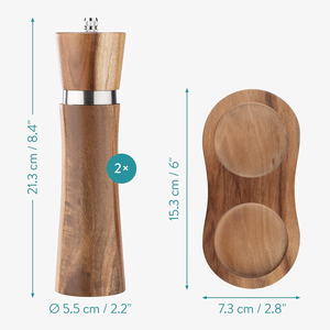 Moulin à sel et à poivre en bois d'acacia de qualité supérieure de 8 pouces, moulin à sel et à poivre en bois de qualité supérieure - Product Image 3
